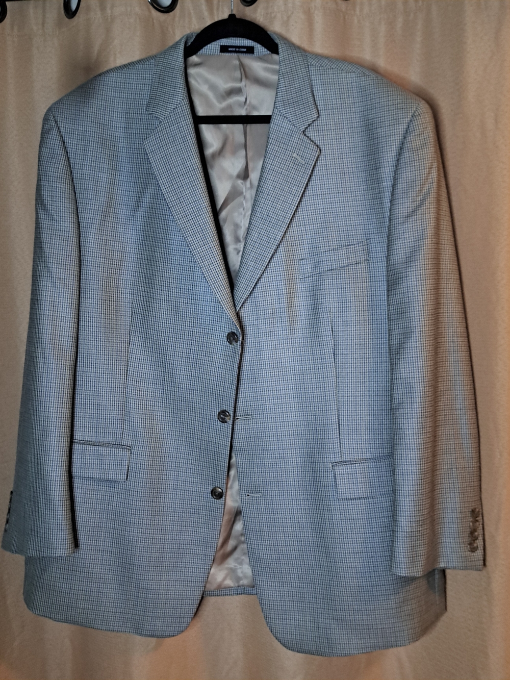 Chaps Beige Houndstooth Sport Coat 50R Silk/wool